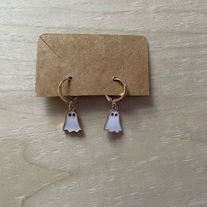 Cute, gold and white ghost earrings